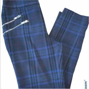 Black and Navy Plaid Straight Leg Pant